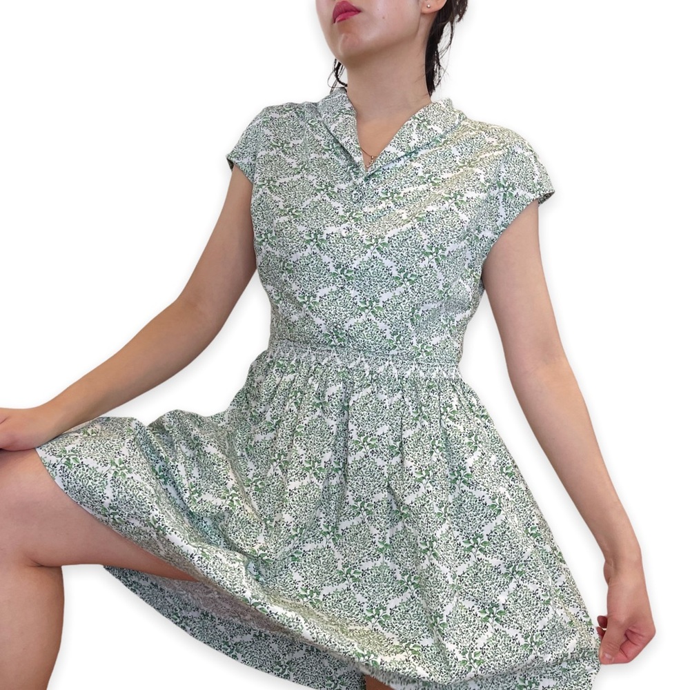 Gal Meets Glam Collection Emery Cotton Poplin Green Floral Dress Size 6